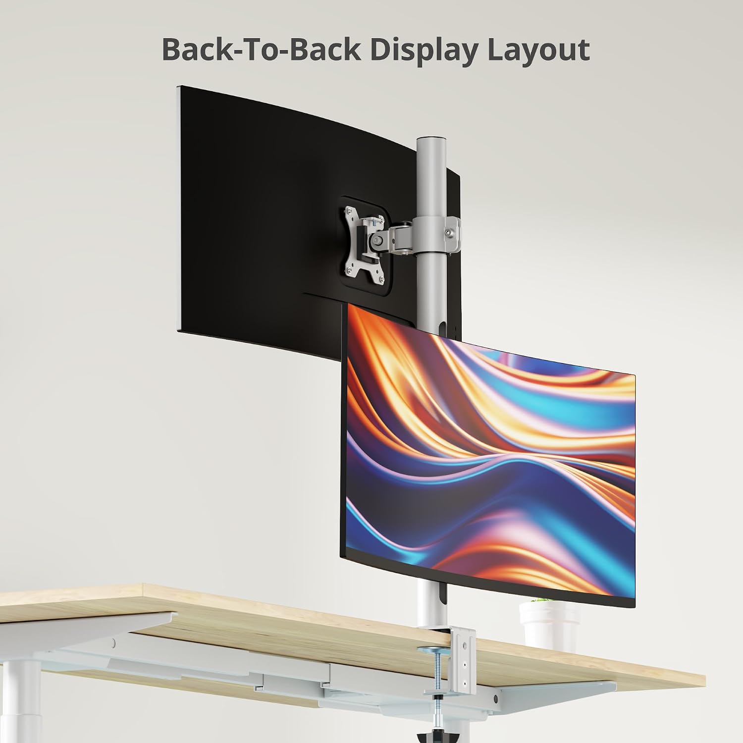 SIIG Dual Vertical Monitor Stand- Gray, Fits 13-38' Screens- Up to 26.5 lbs- 31.5' Height Adjustable Pole- Quick-Release VESA- Cable Management -C-clamp/Grommet -VESA Plate 75/100 (CE-MT5H11-S1)