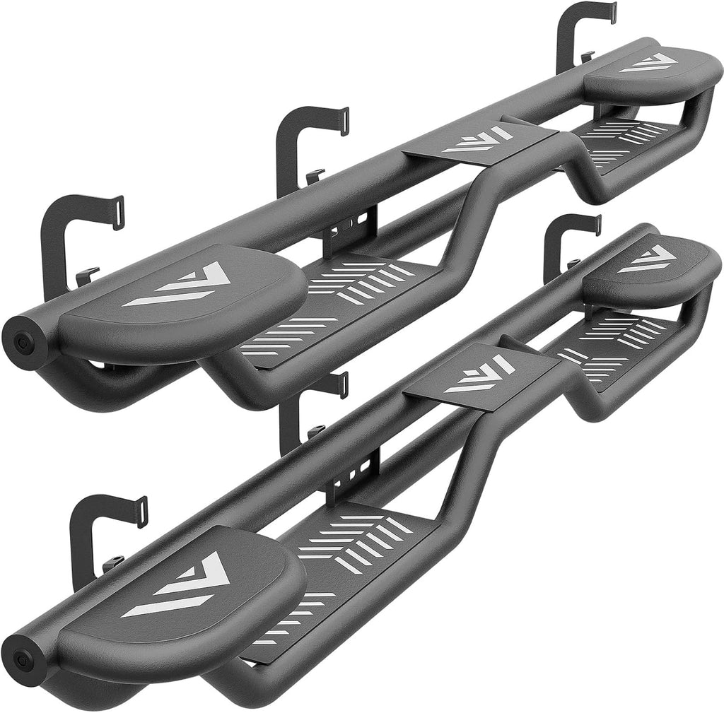 YZONA Three Raised Steps Double Cab Running Boards Compatible with 2007-2018 Chevrolet Silverado & GMC Sierra 1500, 2007-2019 Chevy Silverado & GMC Sierra 2500 3500 HD Extended Cab Side Step Nerf Bar