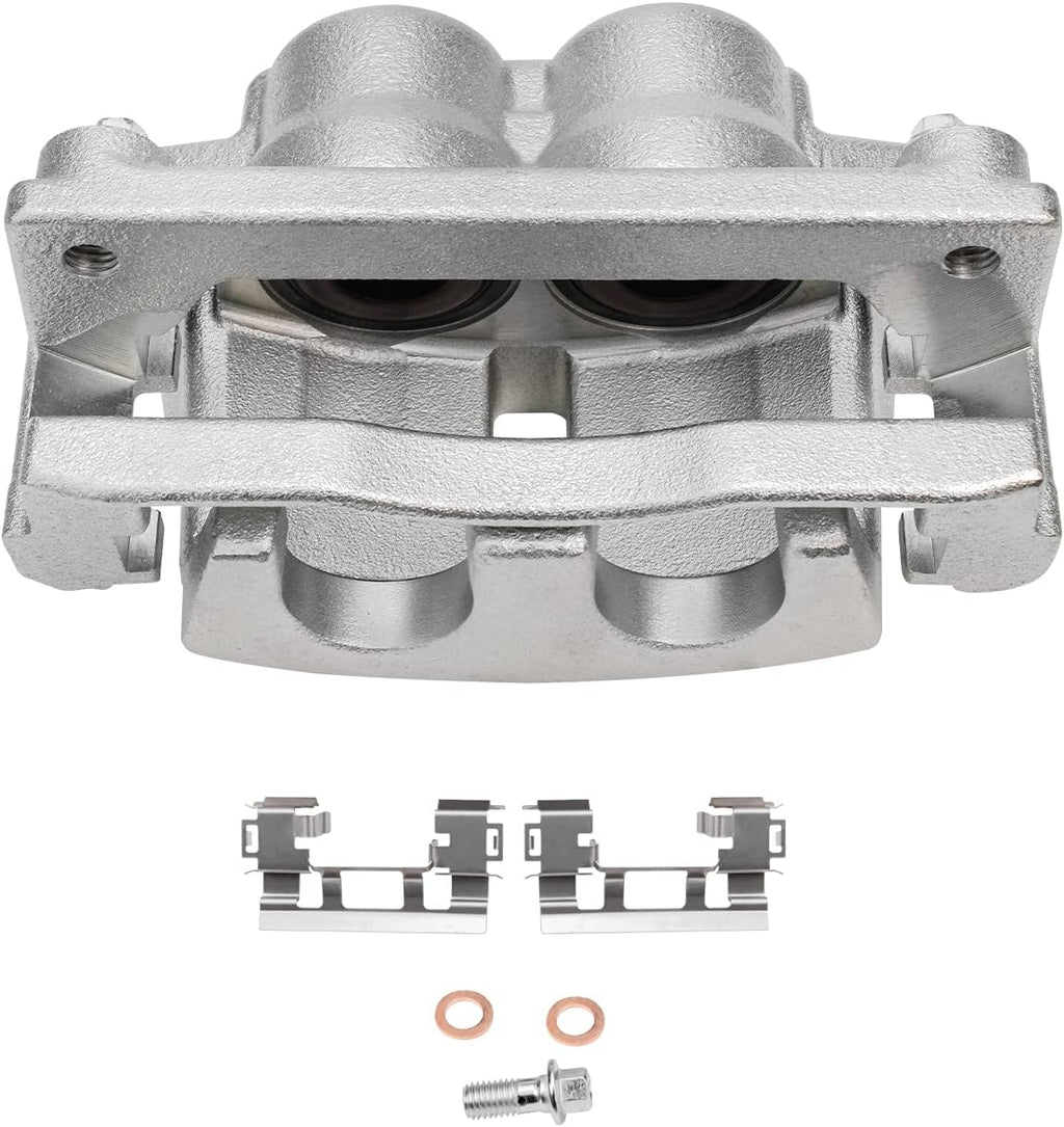 Detroit Axle - Front Drilled Rotors Right Brake Caliper Replacement for 2007-2016 Traverse Acadia Enclave Outlook - 3pc Set