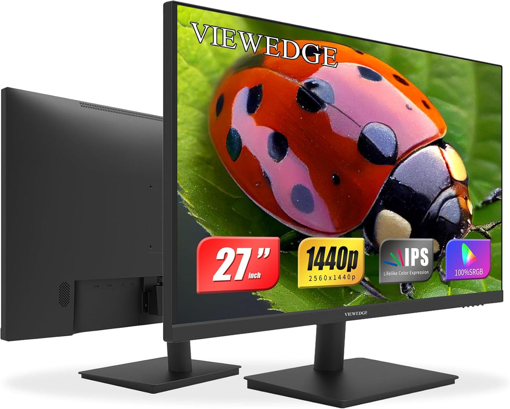 Viewedge 27 inch Monitor with 2K 2560 x 1440 IPS Panel 75hz | Computer Monitor 27 inch QHD with HDMI, DP and Wall Mountable | Eye Protection PC 1440p Monitor for Working and Gaming