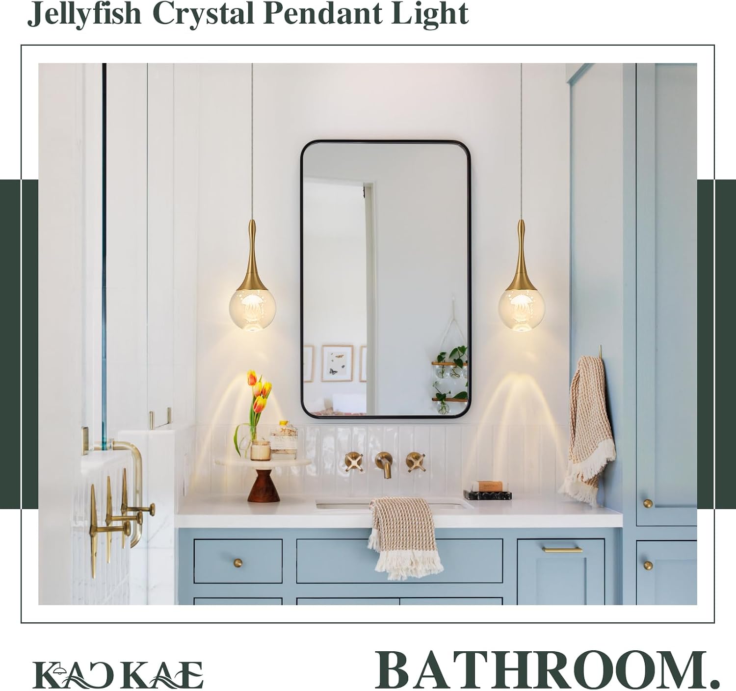 LED Pendant Light Kitchen Island Jellyfish Crystal Pendant Lights Dimmable Gold Modern Hanging Light for Bedroom Bathroom Living Room 3000K Warm White, 3 Pack