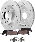 Detroit Axle - Front Brake Kit for Chevy GMC Silverado Sierra 1500 Tahoe Yukon XL Cadillac Escalade ESV Drilled and Slotted Disc Brakes Rotors Ceramic Brake Pads Replacement : 13.50' inch Rotor