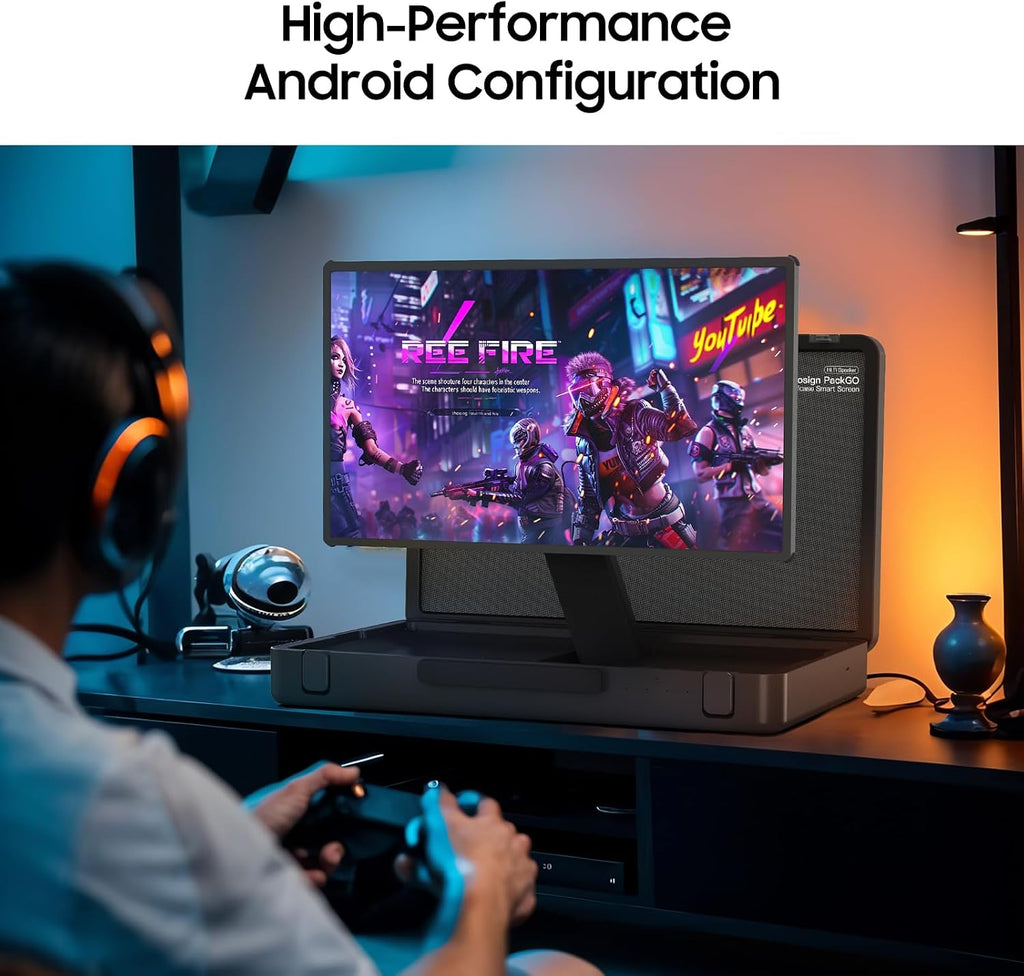 apolosign packgo 27-Inch Portable Entertainment System, Compact Suitcase Design Smart TV, Android OS, Bluetooth 3D Speakers, Built-in Battery 6H, Briefcase Screen Perfect for Travel & Parties (Gray)