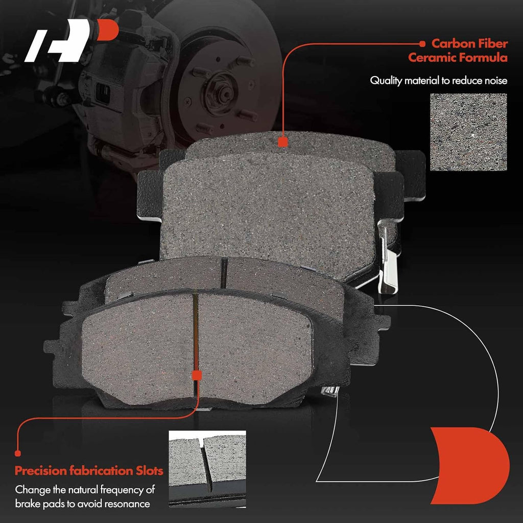 A-Premium 12-PC Set Front and Rear Drilled and Slotted Disc Brake Rotors + Ceramic Pads Kit Compatible with Select Honda & Acura models - 2006-2011 Civic, 2007-2010 CSX