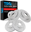 TRQ Performance Front and Rear Brake Rotor Set G Coated Drilled Slotted Compatible with 2005-2008 Ford Escape 2005-2008 Mazda Tribute 2005-2008 Mercury Mariner