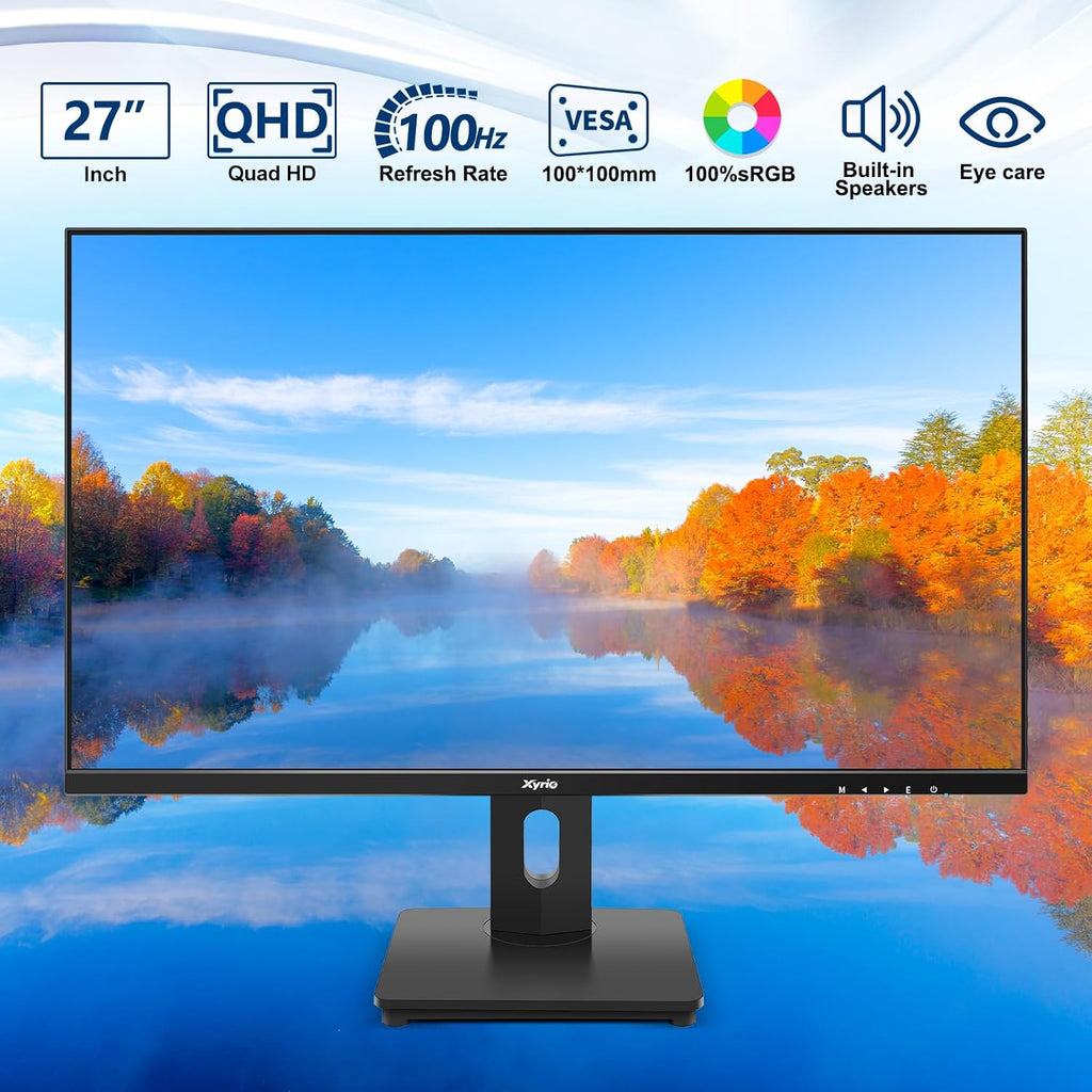 Touch Screen Monitor, Touchscreen Monitor 27'' QHD 2560x1440 100Hz, Touch Screen Monitors w/ 10-Point Touch, Built-in Speakers, Type C, VESA, Stylus Pen, Perfect for Bar, Gym, Business, Black
