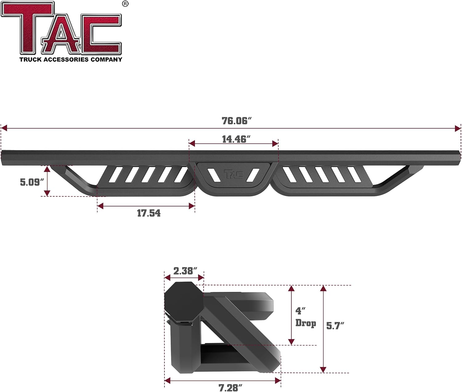 TAC Gen5HD Running Boards W/T 4'-Drop Compatible with 2005-2026 Nissan Frontier Crew Cab Truck| Side Steps| Nerf Bar| Two-Stair| 2 pcs