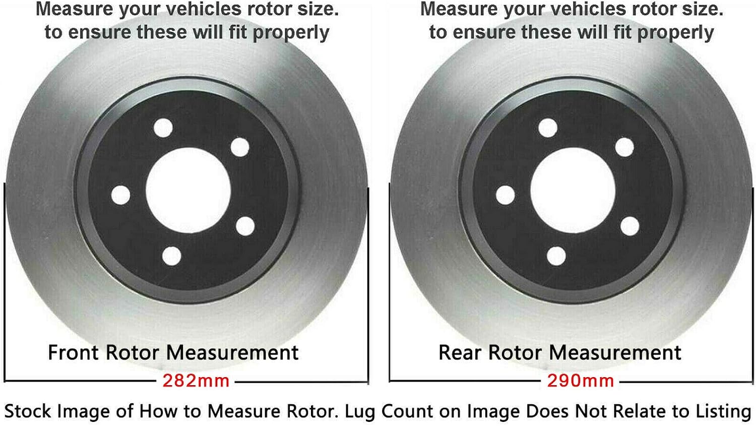 Detroit Axle - Front 282mm and 290mm Rear Disc Rotors Ceramic Pad Kit Replacement for 97-00 Dodge, Plymouth, Chrysler Town & Country, Grand Caravan, Grand Voyager 4 Wheel Disc - 10pc Set