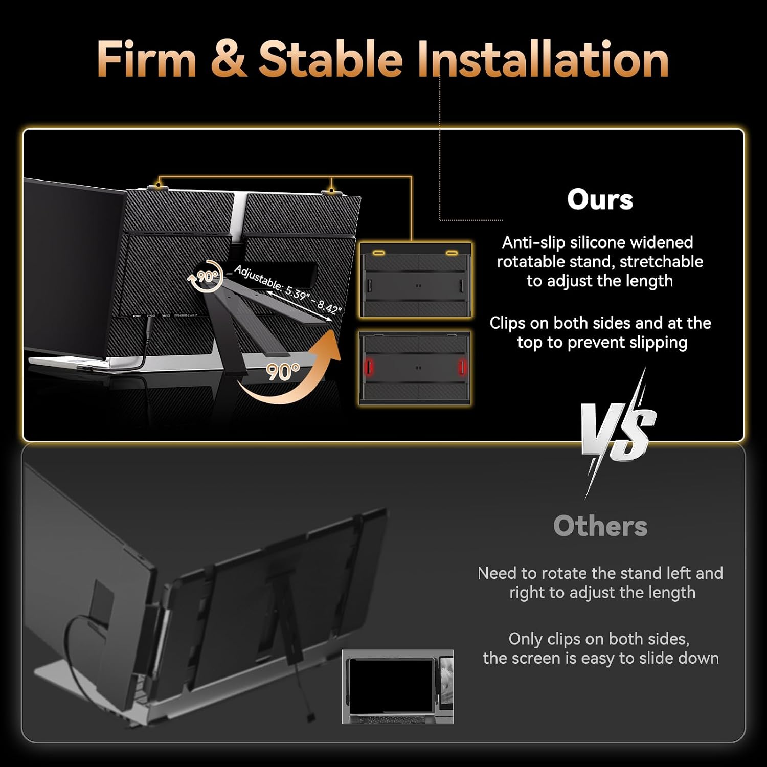 15.3' Laptop Screen Extender, Ultra-thin Portable Monitor FHD 1080P IPS, Dual Screen Extra Travel Monitor for Laptops 13-17' with USB-C/HDMI Port, Plug & Play for Windows/Mac/Android/Switch/PS