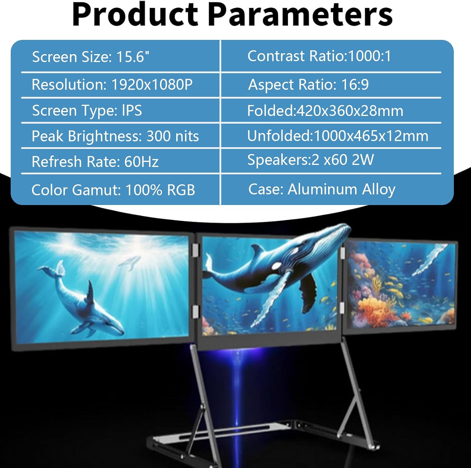 Upgraded 3rd Triple Aero 15.6 Pro Max 3 Screen Monitor， One Cable Play HDMI/USB-C Setup， for Windows/Mac/Chrome/for Remote Work, Traders, Programmers，Office (1 Set)