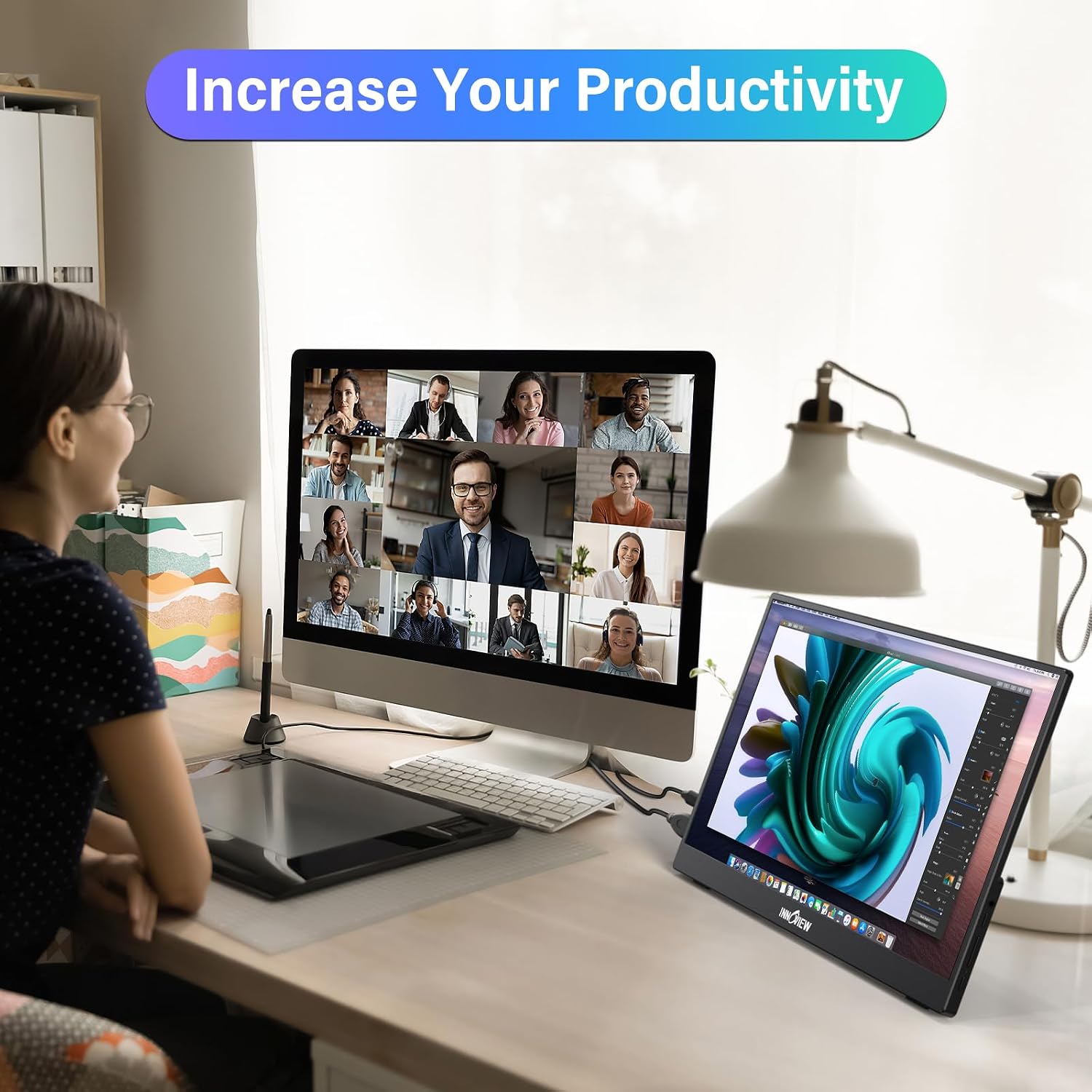 InnoView 15.6'' Portable Monitor for Laptop FHD 1080P USB-C Travel Monitors HDR IPS Portable Laptop Monitor for MacBook PC Xbox PS4/5 Switch