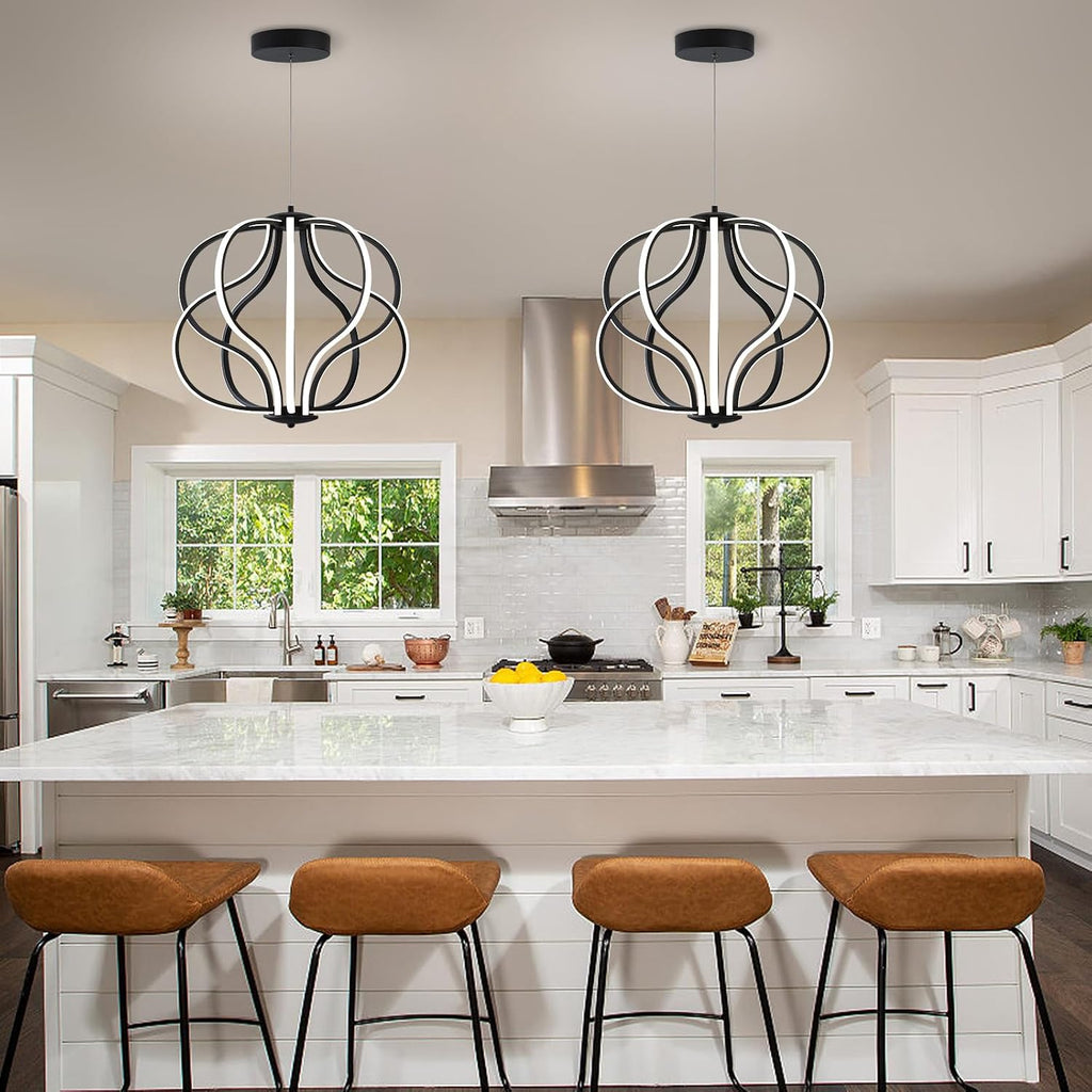 Modern LED Chandelier，Black Adjustable Hanging Chandelier ，Easy to Install, Suitable for Foyer, Dining Room, Living Room, Bedroom