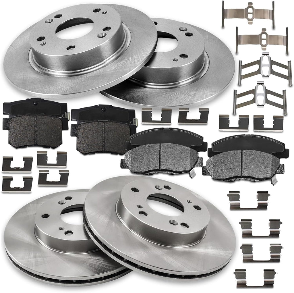 [4-Wheel Disc Brakes] Front 10.3 inch and Rear 10.24 inch for 2006-2011 Honda Civic Brake Kit, 2007 2008 2009 2010 Vented Brakes Rotors and Ceramic Pads Replacement, 31311 465A 31420 537