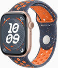 Apple Watch Series 10 [GPS + Cellular, 42mm] - Rose Gold Aluminum Case with Blue Flame Nike Sport Band, S/M (Renewed)