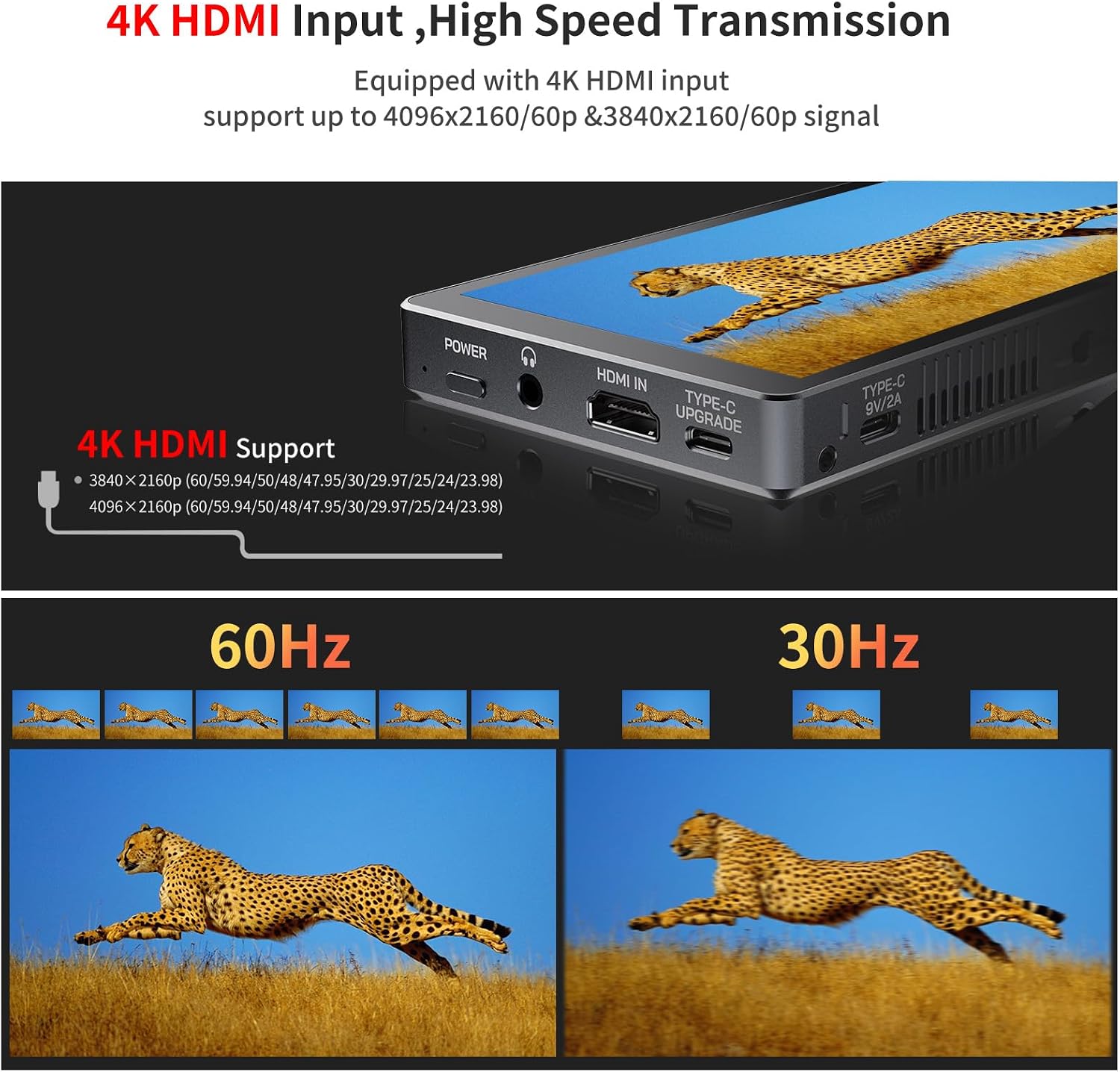 FEELWORLD P6XL 6 Inch High Brightness Touch Screen DSLR Video Monitor Built-in Battery 3000 mAh 1920x1080 4K HDMI Camera Field Monitor 1200 nits with Aluminium Shell