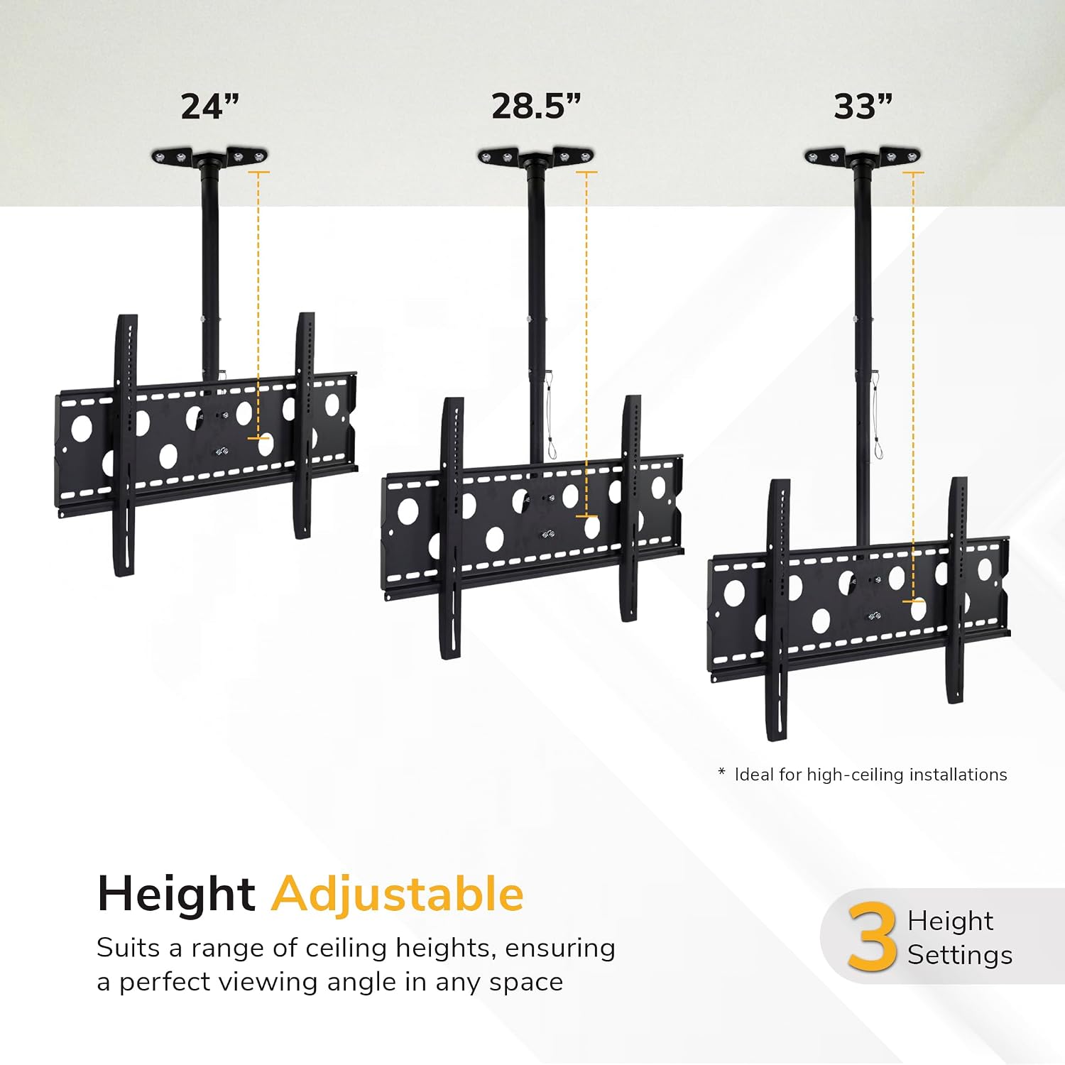 Mount-It! Ceiling TV Mount for 42–90 Inch TVs – Full Motion Swivel, Tilt & Height Adjustable TV Bracket, 220 lb Capacity, VESA 800x400, Sloped Ceilings, Corners – Home & Commercial Use