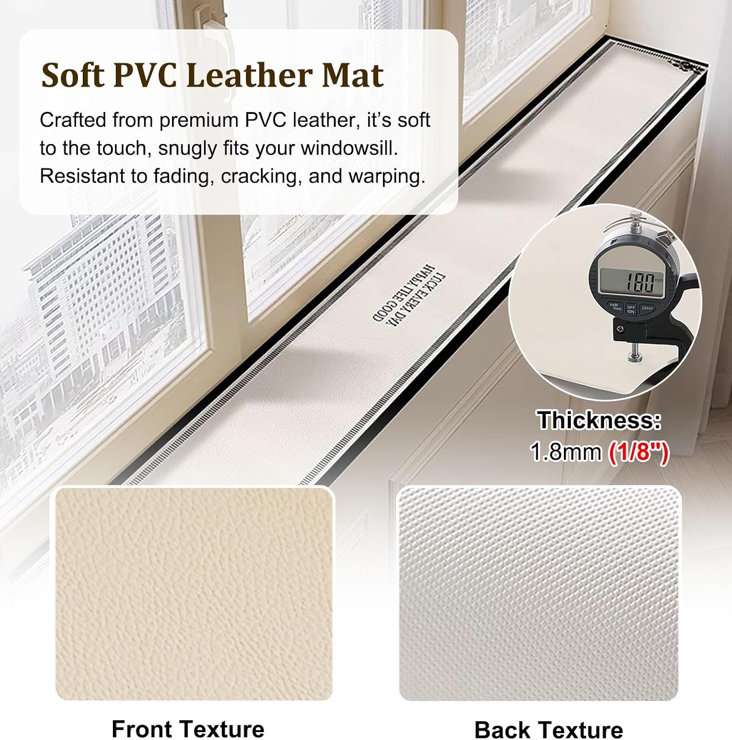 Window Sill Mat Kitchen Window Sill Cushion, Dust-Proof Bay Window Countertop Protector Liner, Replacement WindowSill Cushion Pad with Non-Slip Bottom(250x45cm(98x18in))