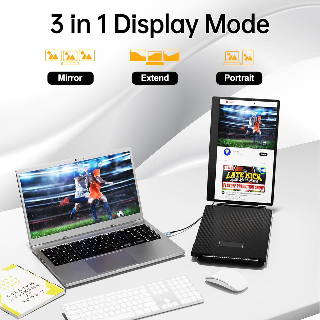 KEFEYA 14.2' Portable Triple Monitor & H6 USB Video Transmission Hub, Data to Video Signal Conversion Hub Laptop Screen Extender, Compatible with M1/M2/M3 MacBook