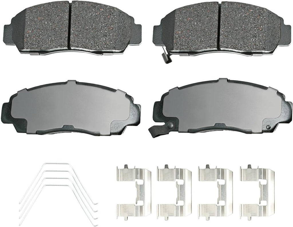 Coated Vented 282mm Disc Rotors and Akebono ProACT Ceramic Pad Set with Hardware and Acoustic Sensor Front Brake Kit For Honda Accord LX SE EX Hybrid Special Edition EX-L 3.0L V6