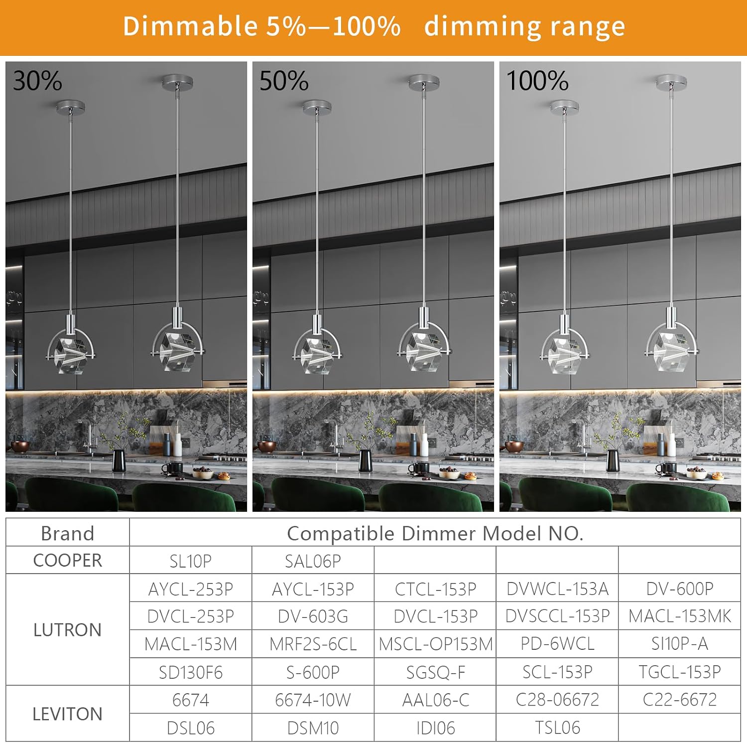Pendant Ceiling Light Fixture for Kitchen Island, Modern Mini Integrated LED Hanging Light, Crystal Pendant Light in Chrome, Bedroom, Dining Room, Bar (1-Lights)