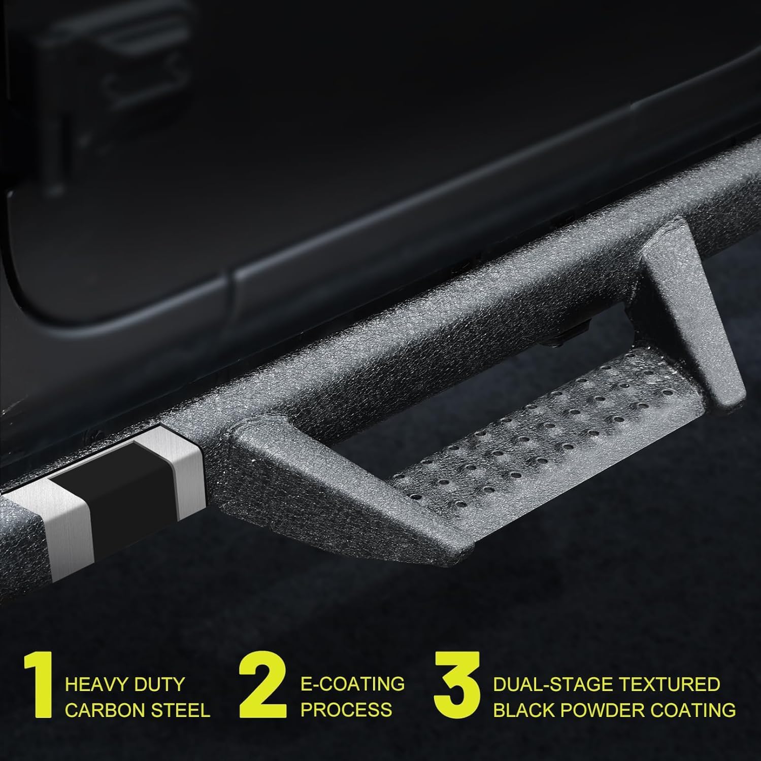 BINARY STAR Curve Design Running Boards Compatible with Vehicle 2020-2026 Jeep Gladiator Jt 4 Door, Rock Rails Sliders Drop Down Side Steps Made with Carbon Steel.