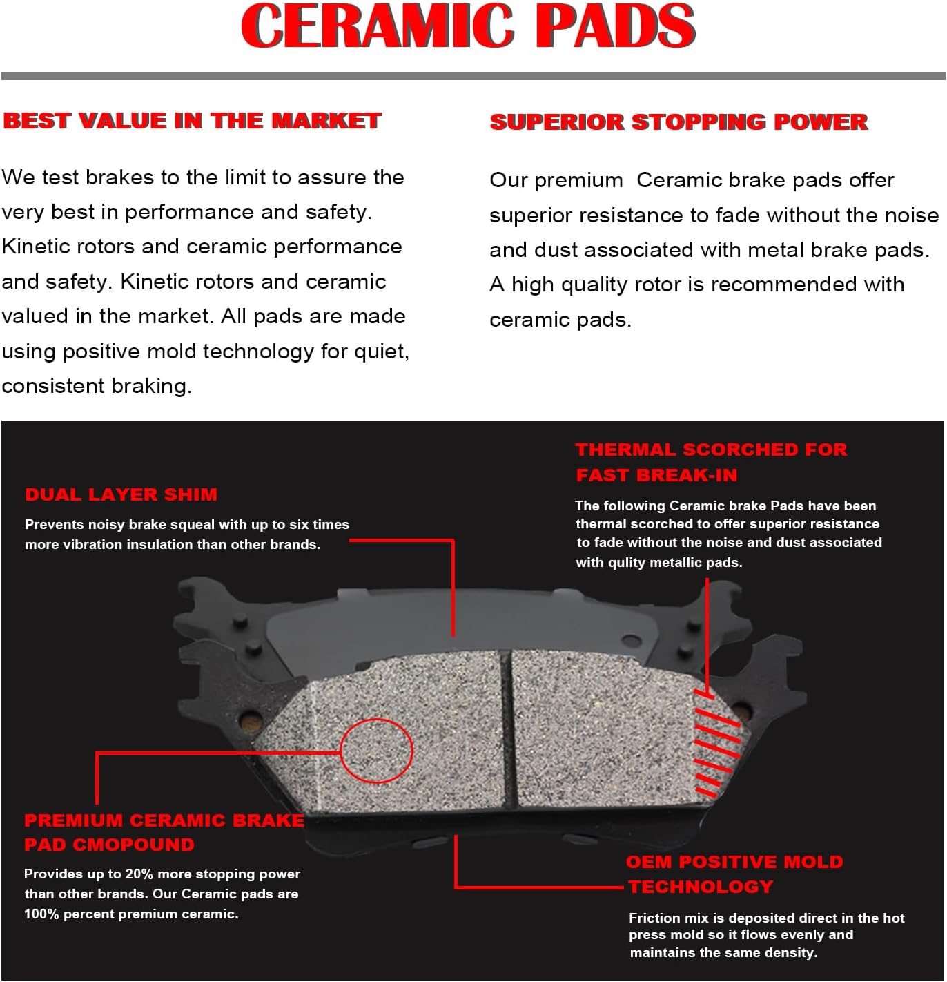 Front and Rear Disc Rotors Ceramic Brake Pads Drilled and Slotted Brake Kit Replacement for Honda Odyssey 2005-2010