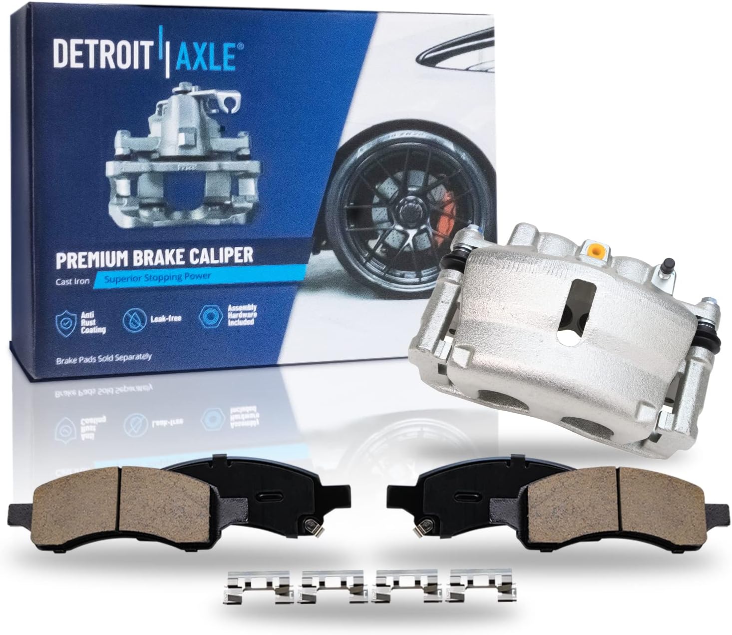 Detroit Axle - Front Brake Kit for Buick Enclave Rainier GMC Acadia, Front Ceramic Brake Pads Left Disc Caliper Replacement- 3pc Set
