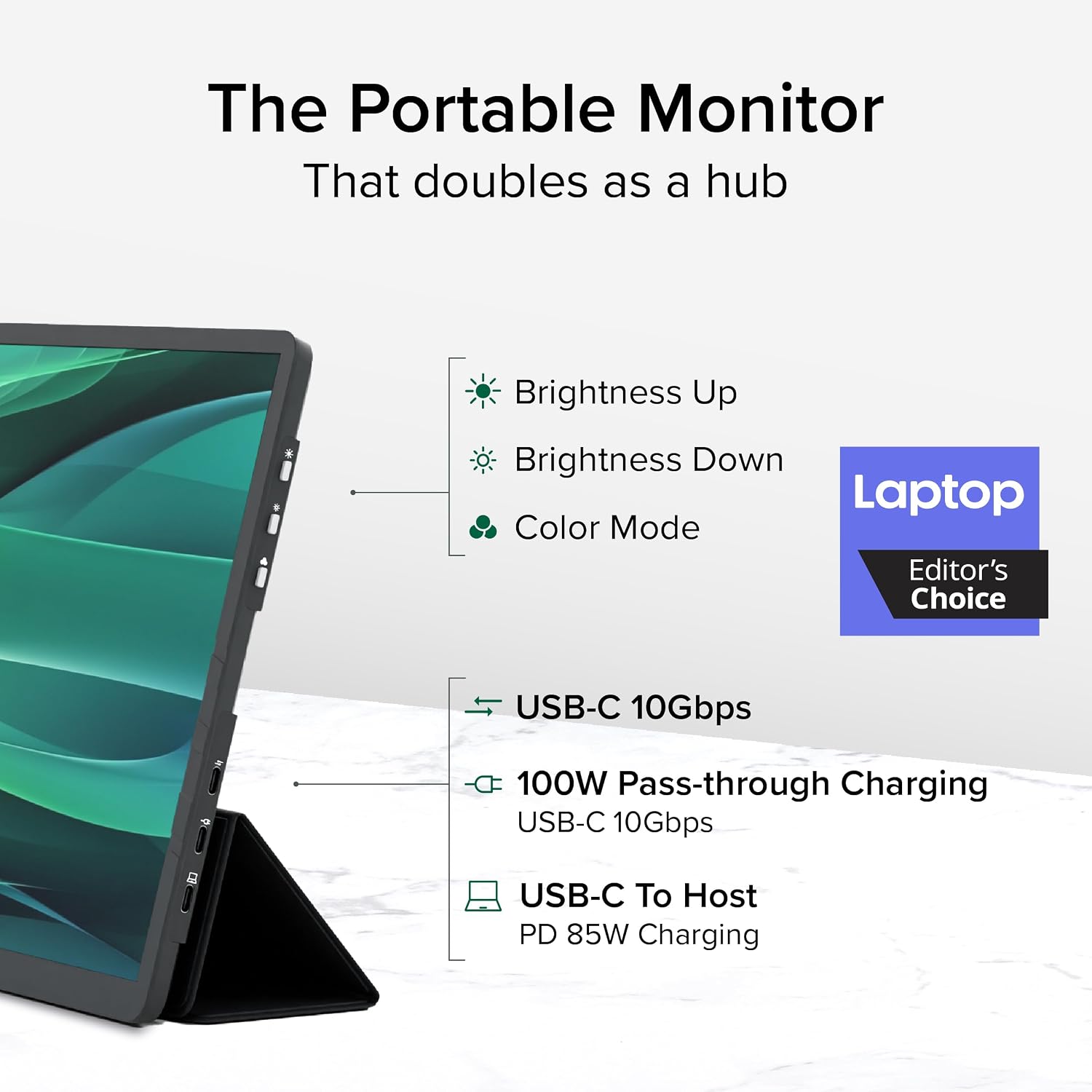 Plugable USB C Portable Monitor and USB C to Ethernet Adapter Bundle: 15.6' Monitor with 100W Charging, 3X USB-C 10Gbps, Protective Case/Stand, and 2.5Gbps Type C Ethernet Adapter
