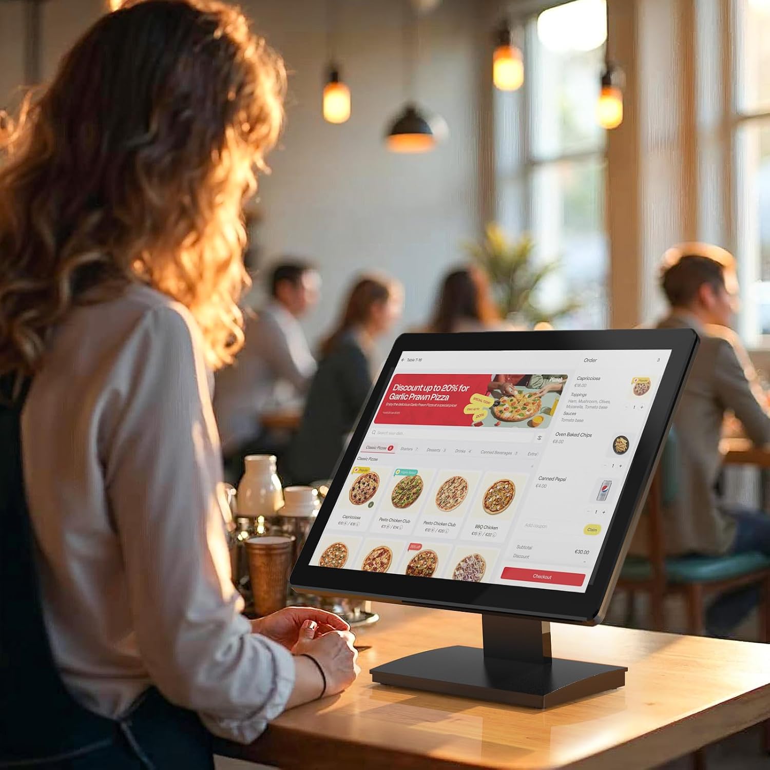 19 inch POS Touch Screen Monitor, Full HD 1280 x 1024 Capacitive Touchscreen with HDMI/VGA Input, Heavy-Duty Metal Stand, for Retail, Restaurant, Bar, Gym, Warehouse and POS System