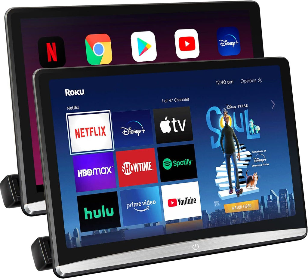 Seventour 12.4' Android 4K Car TV Headrest Monitor Tablet for Back seat, Support Phone Wireless Connection Mirror Link Touch Screen,with WiFi/Bluetooth/HDMI/USB/FM/AV in/SD/Airplay Video Player(2*pcs)