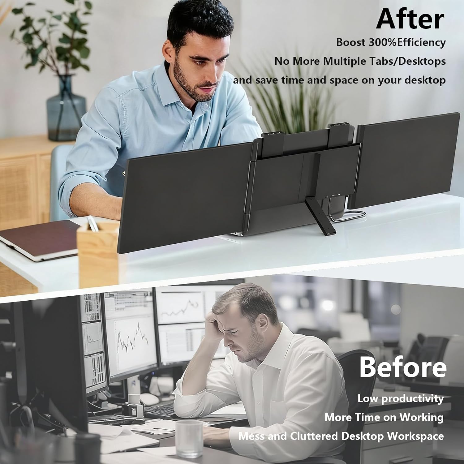 Laptop Screen Extender, 15.6' FHD 1080P IPS Portable Monitor Fit for 12-16', Laptop Monitor Extender Compatible with Mac, Wins, Chrome (15.6' Tri-Screen)
