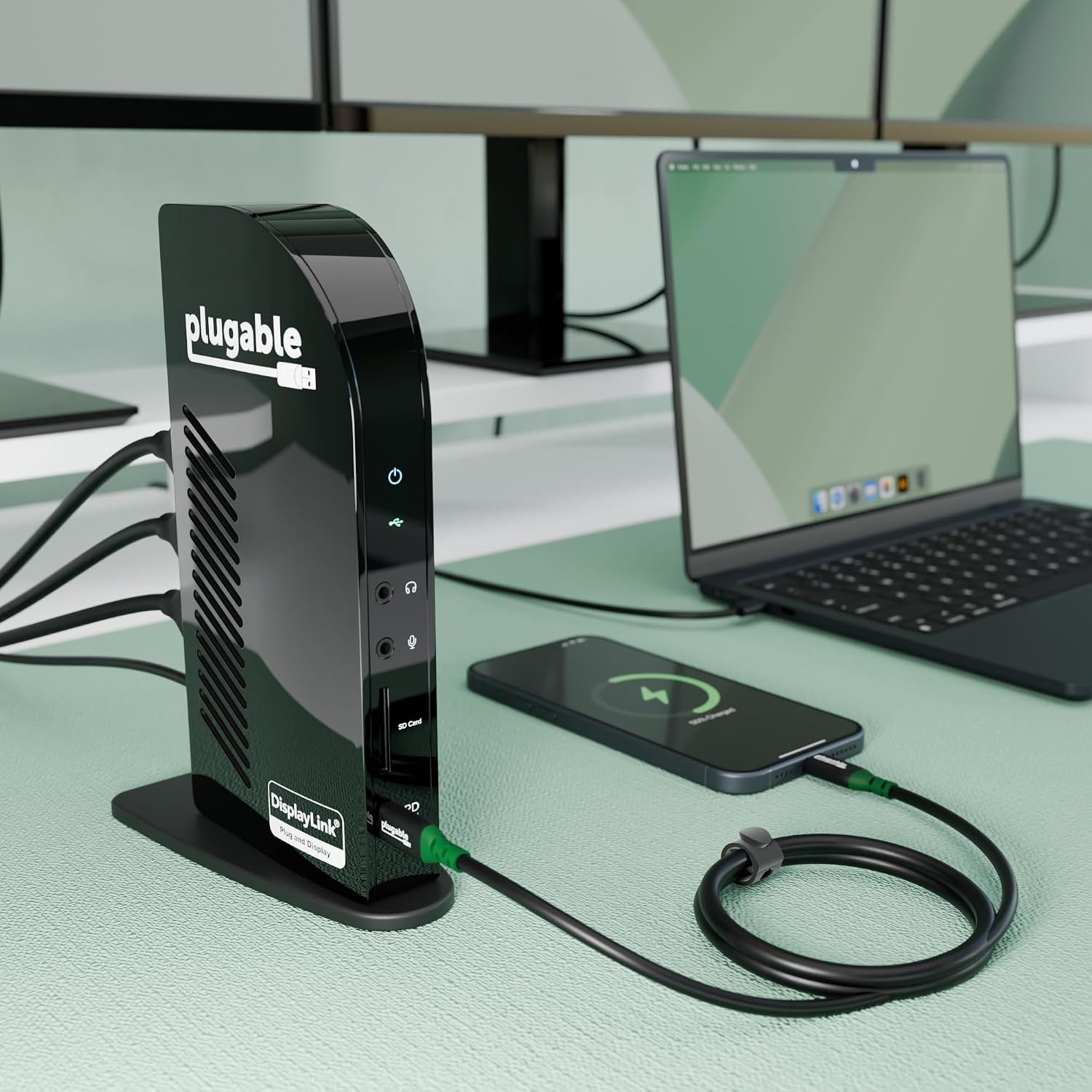 Plugable Docking Station Bundle – 13-in-1 USB-C Triple Display Dock + High-Performance USB-C Cable, 100W Host Charging, 3 HDMI, 4 USB, Ethernet, SD - for Mac, Windows, Chrome