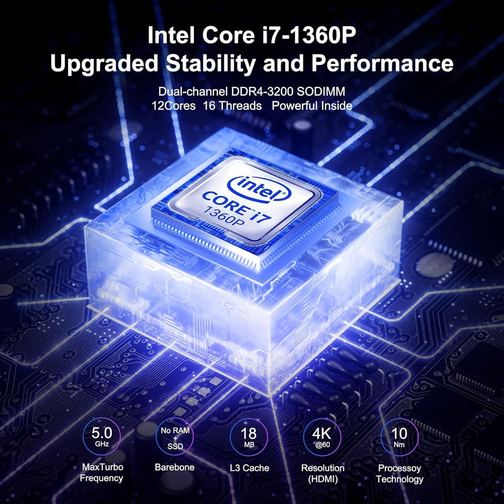 Intel NUC 13 Pro Mini PC, ASUS NUC (Intel 12-Core i7-1360P, 32GB DDR4 RAM, 1TB SSD) Business Desktop Computer, Support 4 x 8K Display, 2x Thunderbolt 4, Wi-Fi 6E, RJ45, Windows 11 Pro, NUC13ANHI7