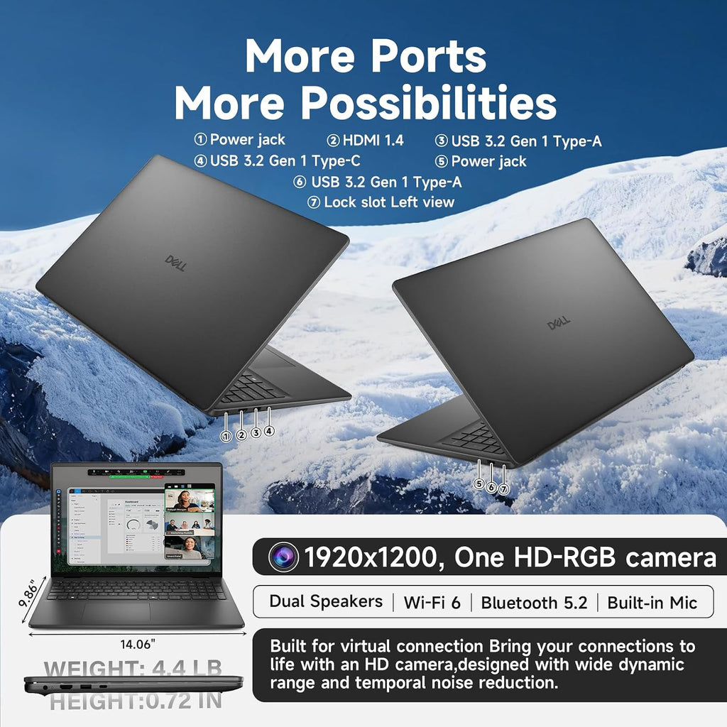 Dell 16 Touchscreen Laptop Computer, 16' FHD+ WVA Touchscreen, Intel 10-Core 7-150U (Up to 5.4GHz), Wi-Fi 6, Backlit KB, Numeric Keypad, Copilot Key, Win 11 pro, 64GB DDR5, 1TB SSD
