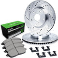 R1 Concepts Front Brake Kit Fits 2002-2006 Acura RSX; 2007-2010 Acura CSX; 2006-2011 Honda Civic| Performance Sport Pads, Drilled Slotted Rotors| Hardware| 11.8' Front