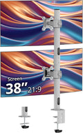 SIIG Dual Vertical Monitor Stand- Gray, Fits 13-38' Screens- Up to 26.5 lbs- 31.5' Height Adjustable Pole- Quick-Release VESA- Cable Management -C-clamp/Grommet -VESA Plate 75/100 (CE-MT5H11-S1)