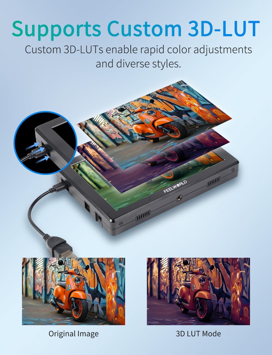 FEELWORLD T7 PRO 7 Inch 2000nit Aluminium Camera Field Video Monitor Ultra Bright 1920x1200 IPS 4K HDMI 60 Waveform LUT HDR with F750 4400mAh Battery and Bag