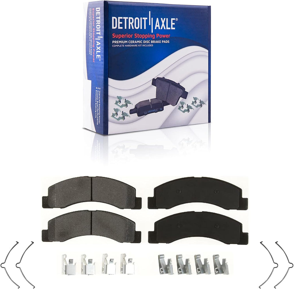 Detroit Axle - Front Ceramic Pads Left Brake Caliper Replacement for 1999-2004 Ford Excursion F-250 F-350 Super Duty - 3pc Set