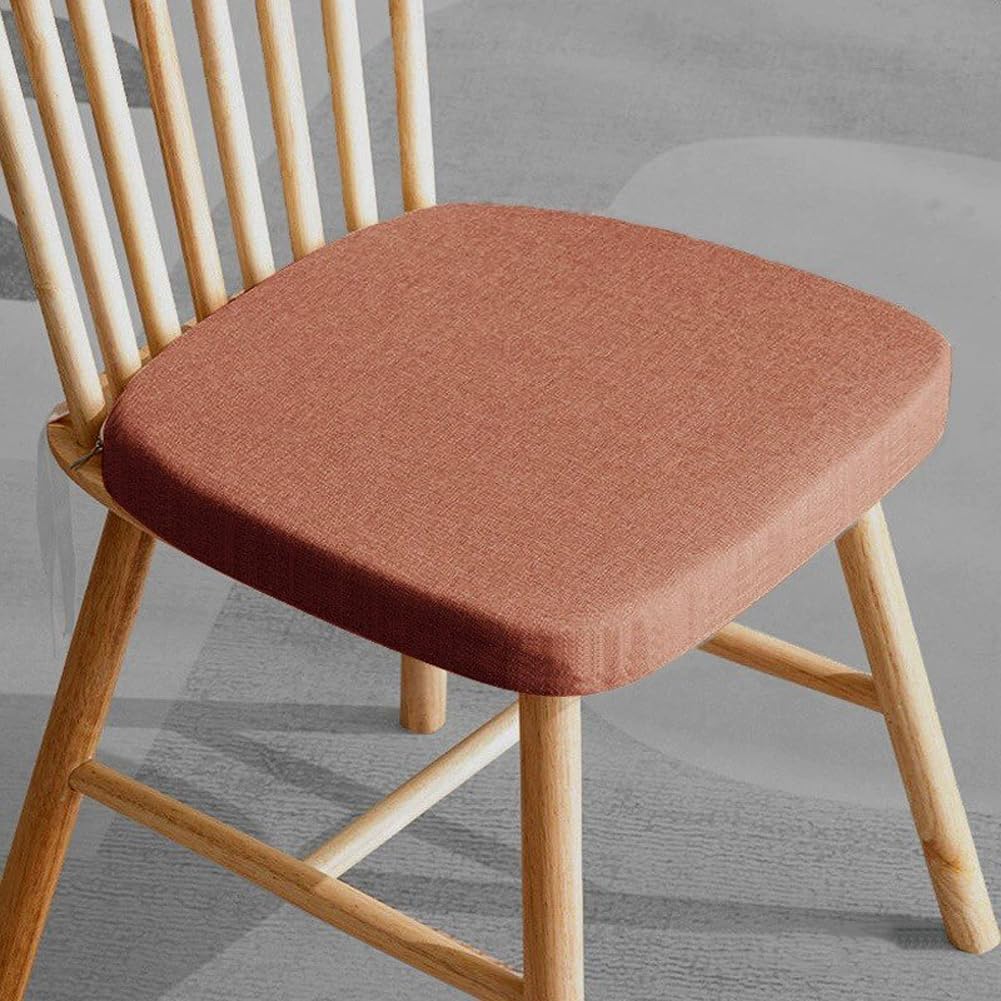 6 Pack Chair Seat Cushion Dining Kitchen Chairs Pad with Ties,1'/2'/3'/4' Thick Non-Slip Indoor Outdoor Chair Pad High Density Foam Seat Cushion with Removable Cover (Coffee,3' Thick - 16'x15')