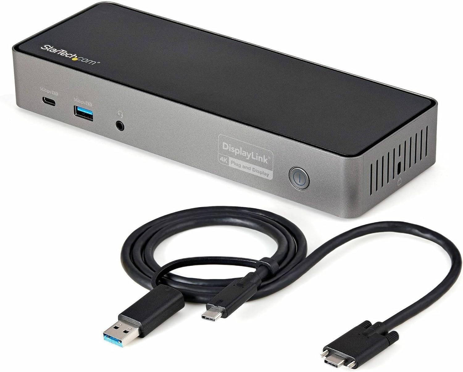 StarTech.com USB-C / USB-A Hybrid Docking Station for MacBook Pro / Air M1 M2 M3 M4 & Windows, Universal Triple 4K 60Hz HDMI DP Dock, Thunderbolt Compatible, 85W Laptop Charging - TAA, Black & Gray