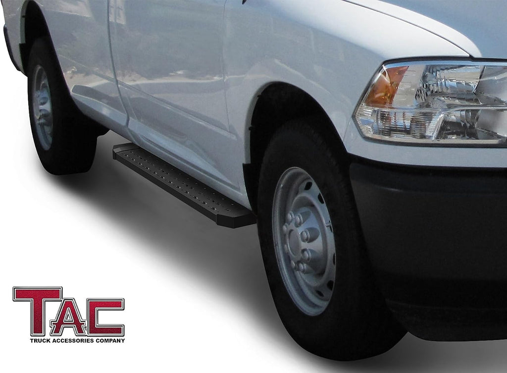 TAC 6.5' Running Boards Fit 1999-2016 Ford F250/F350/F450/F550 Super Duty Regular Cab Truck Pickup Utility Black Rattler Steel Running Boards Side Steps Nerf Bars Rail Rocker Panel Off Road (2PCS)