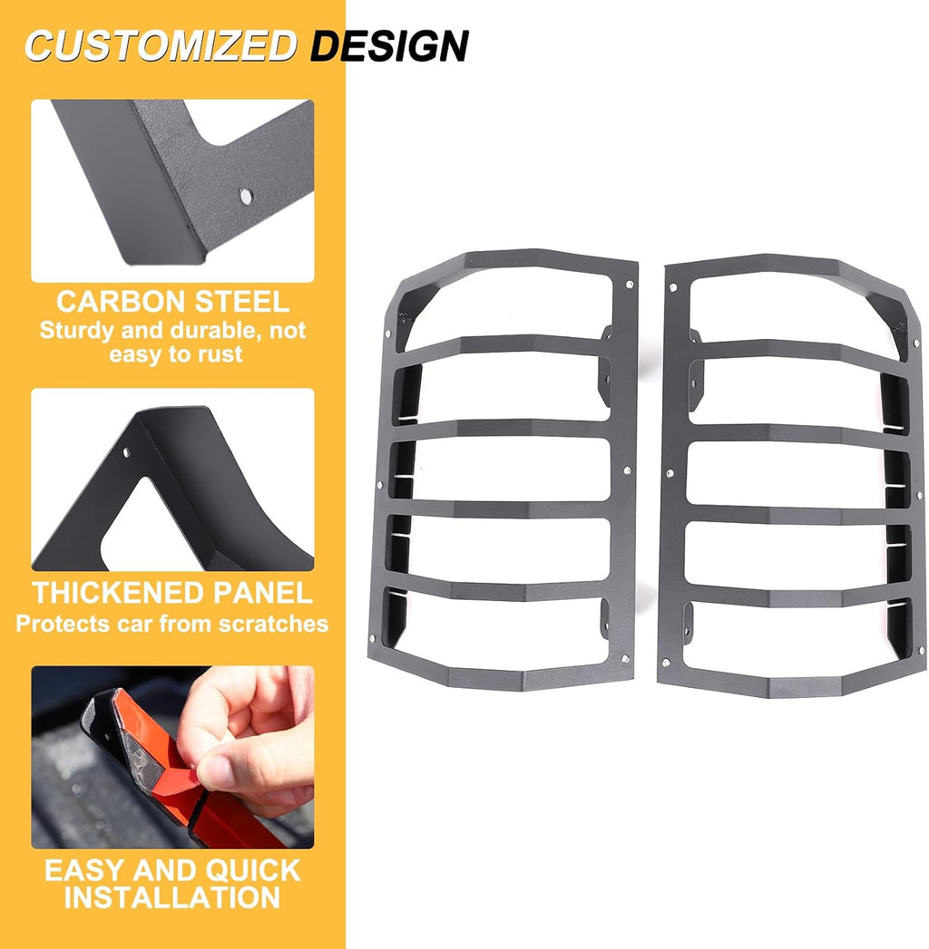 Tail Light Protective Metal Cover Compatible with Toyota Tacoma 2024 2025 2026 No Powered Gate, Carbon Steel Car Exterior Protection Accessories