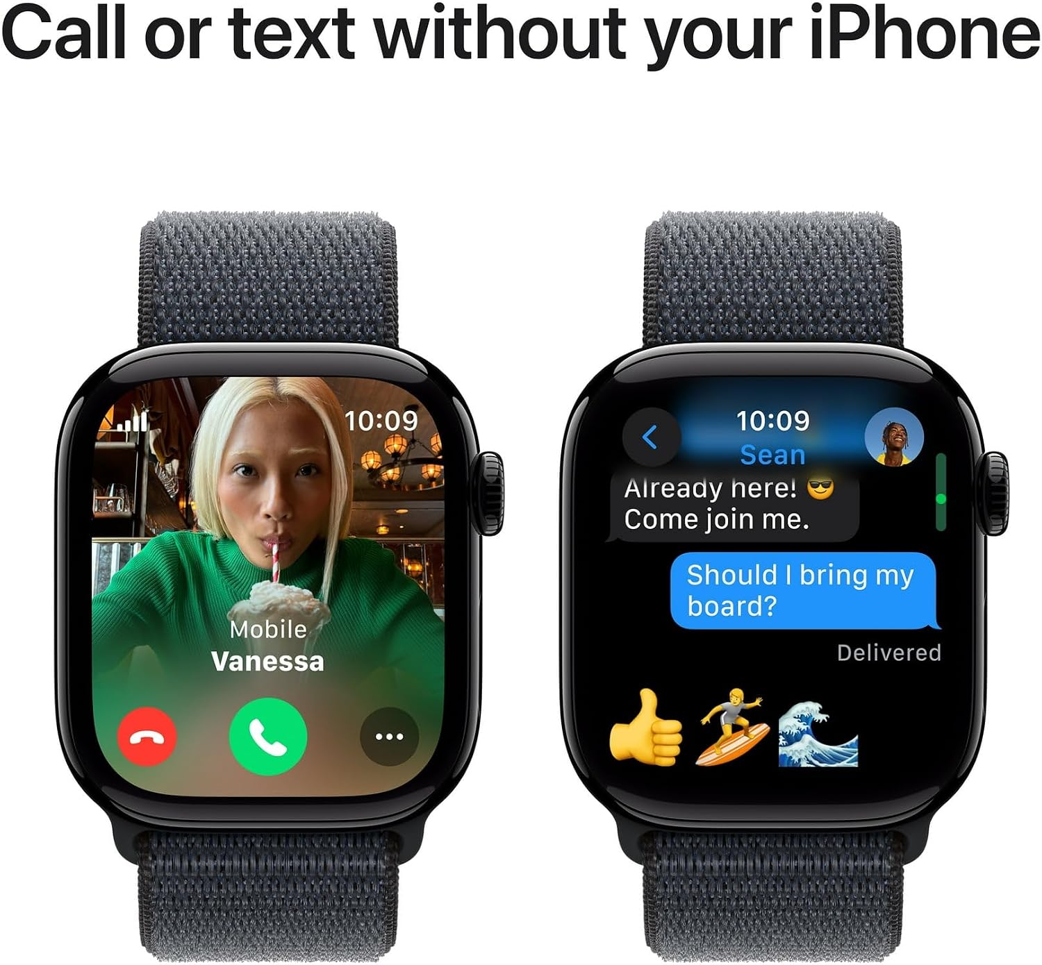 Apple Watch Series 10 [GPS + Cellular 42mm case] Smartwatch with Jet Black Aluminium Case with Ink Sport Loop. Fitness Tracker, ECG App, Always-On Retina Display, Carbon Neutral (Renewed)