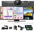 Largest 11.5' Portable Carplay Screen for Car, 4K Wireless Car Play & Android Auto, Upgrade Touchscreen with Dash Cam, App Control/Loop Recording/Backup Camera/Mirror Link/GPS/FM for All Vehicles
