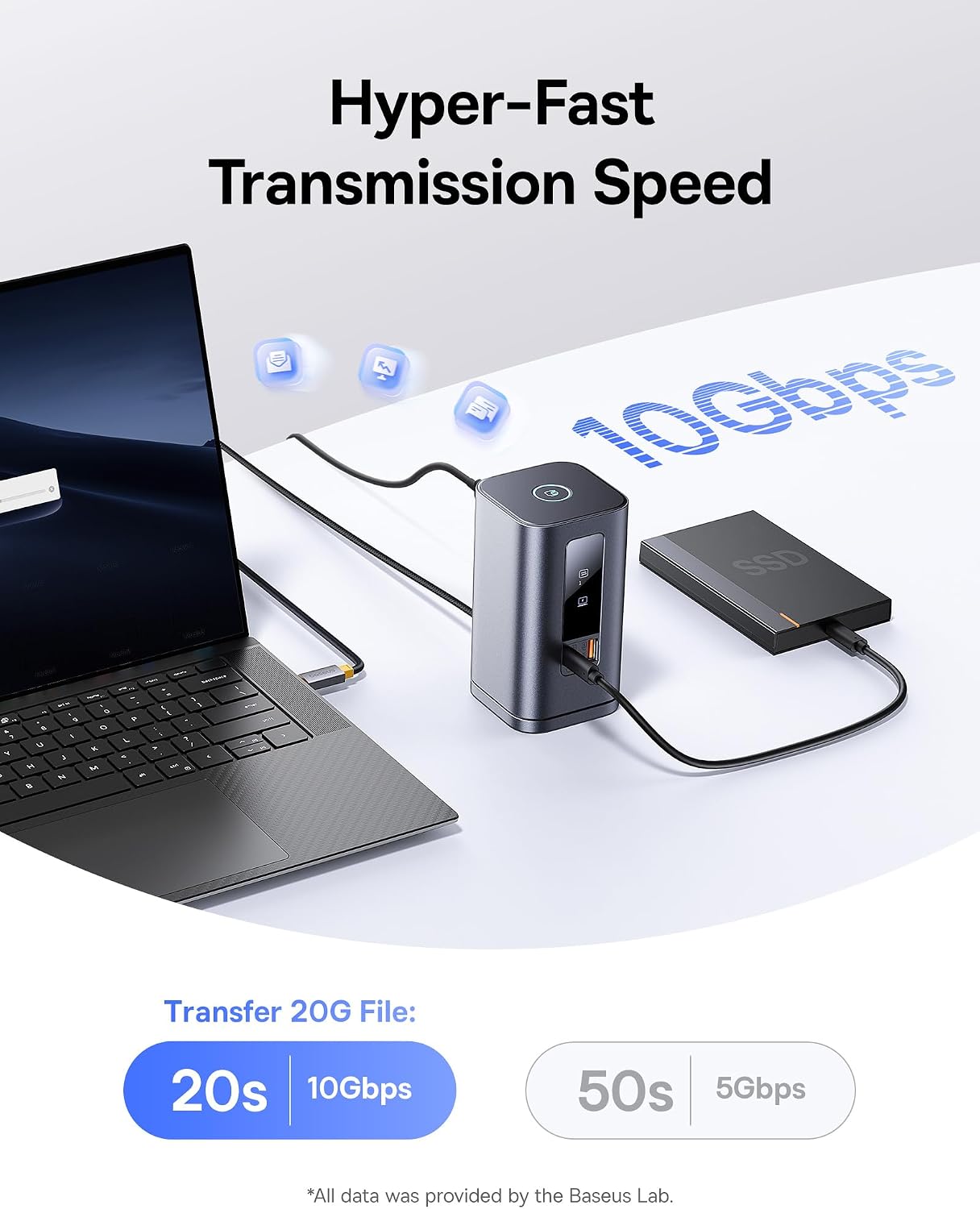 Baseus Spacemate Laptop Docking Station, 11-in-1 USB-C Docking Station for Windows, Triple Display with 4K HDMI & DP, 10Gbps USB-C & USB-A, Ethernet, Audio, 100W PD Charging (Adapter Included)