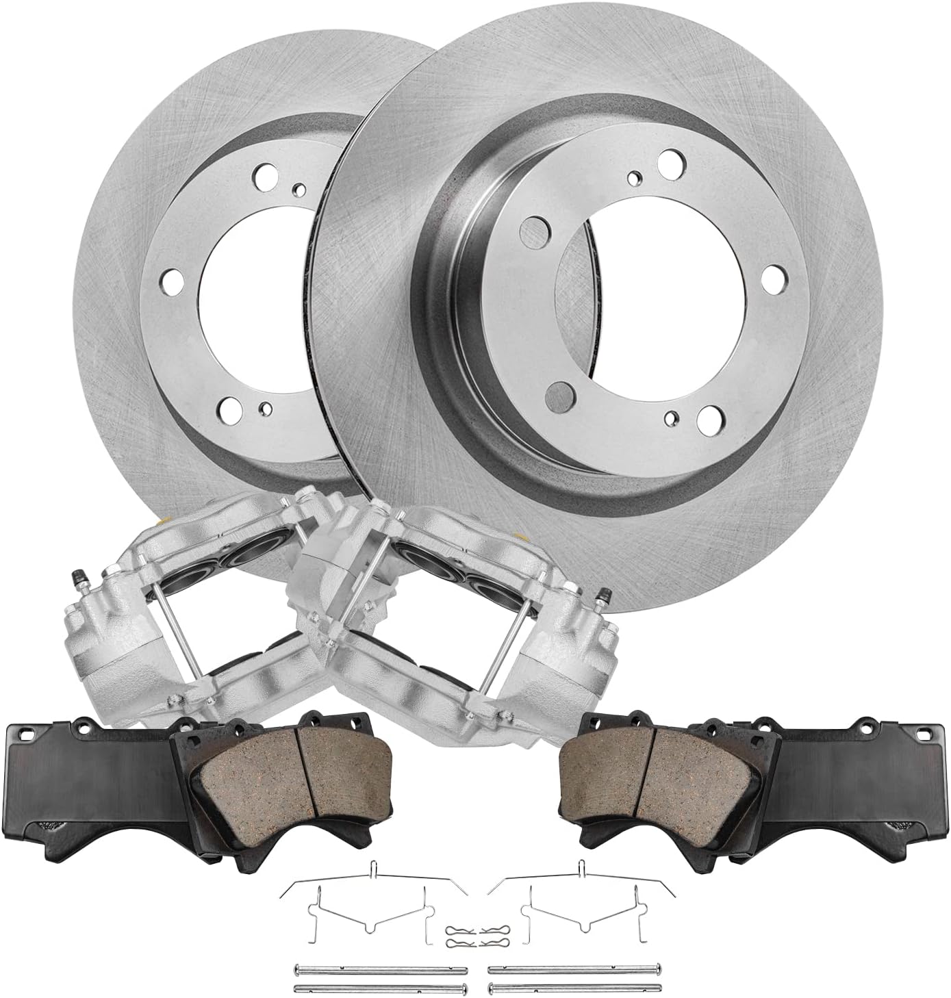Detroit Axle - Front Brake Kit for 2007-2016 Toyota Tundra, 2008-2016 Sequoia, Disc Brake Rotors Brake Calipers Ceramic Brake Pads 2009 2010 2011 2012 2013 2014 2015 Replacement