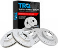 TRQ Performance Front and Rear Brake Rotor Set G Coated Drilled and Slotted Compatible with 2011-2013 Chevrolet Impala 2014-2016 Impala Limited