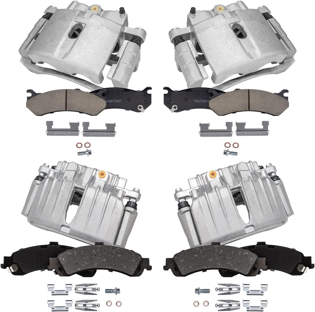 Detroit Axle - 8pc Brake Kit for 2001-2005 Chevrolet Silverado 1500 GMC Sierra 1500, 2000-2006 Yukon XL Avalanche Suburban 1500 Tahoe Front & Rear Disc Brake Calipers Brake Pads Replacement