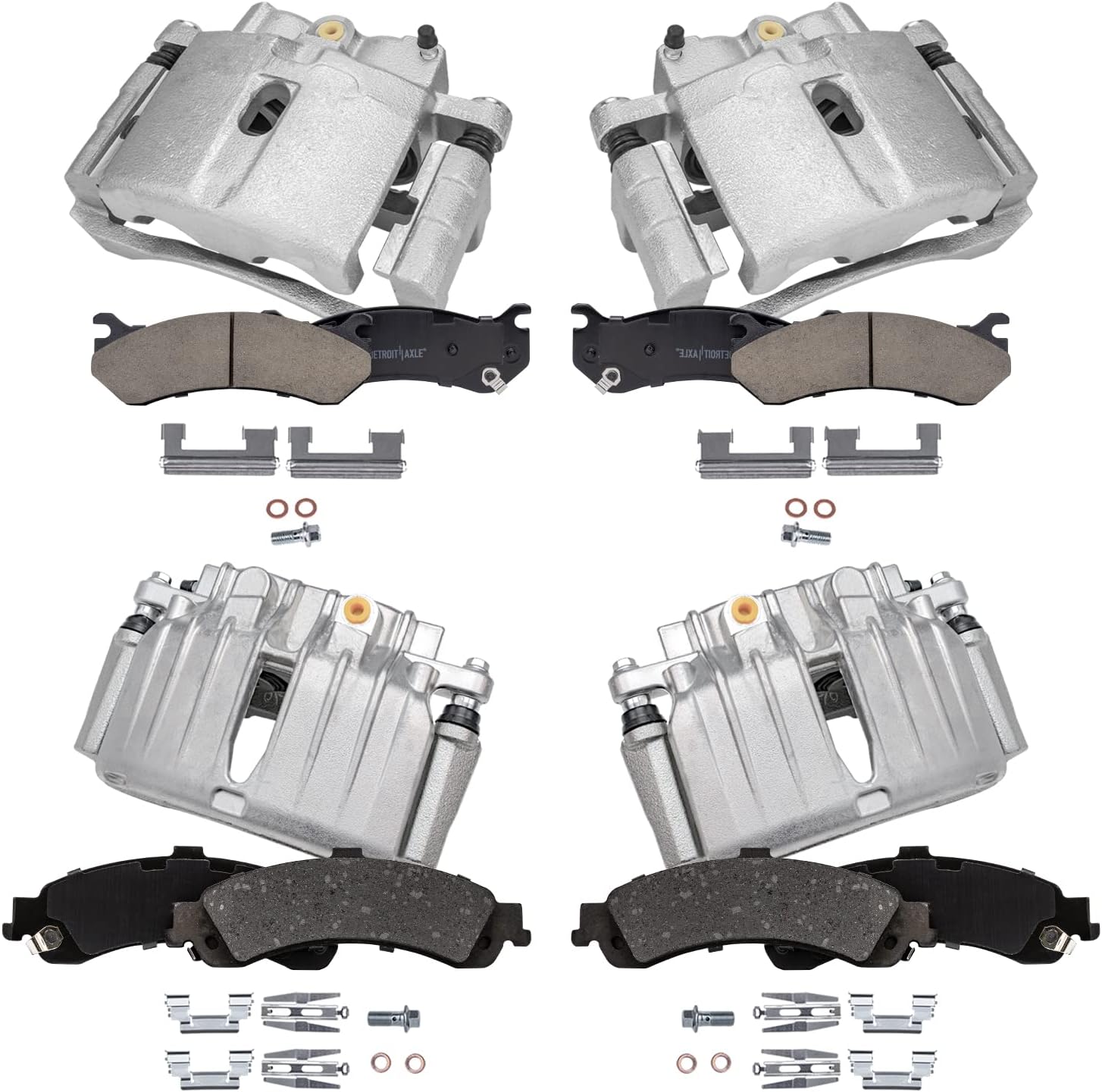 Detroit Axle - 8pc Brake Kit for 2001-2005 Chevrolet Silverado 1500 GMC Sierra 1500, 2000-2006 Yukon XL Avalanche Suburban 1500 Tahoe Front & Rear Disc Brake Calipers Brake Pads Replacement