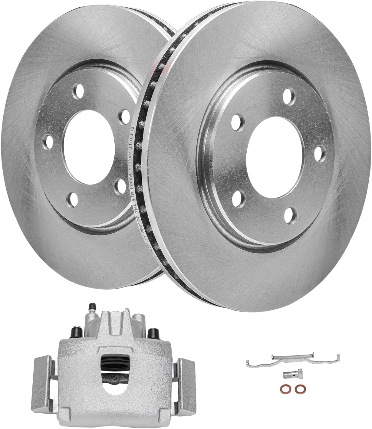 Detroit Axle - Front Disc Rotors Passenger Side Brake Caliper Replacement for 2001-2007 Dodge Grand Caravan Chrysler Town & Country - 3pc Set